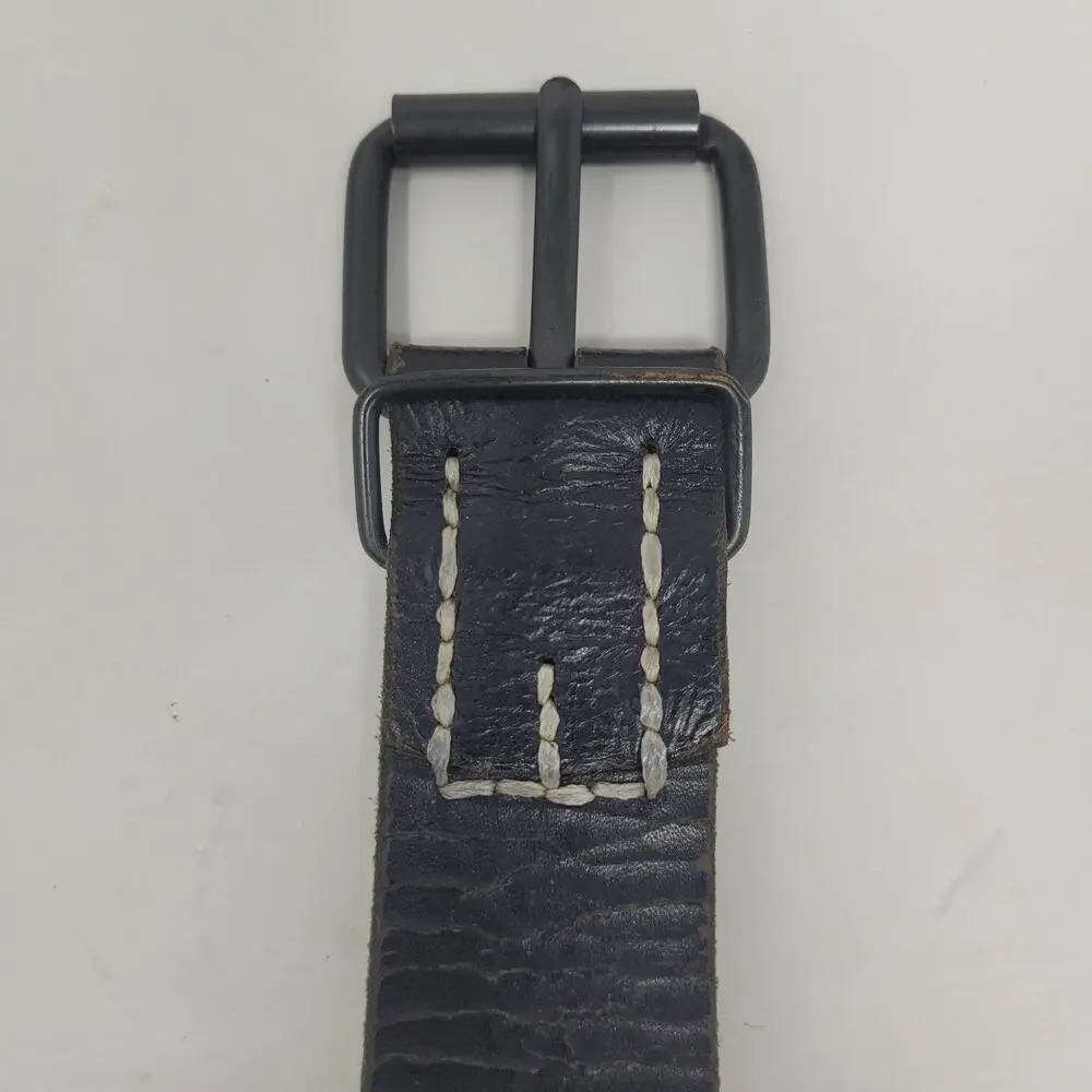 Gap Belt Mens‎ 36 Black Leather Contrast Stitch Utility Industrial Rugged Casual